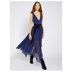 ALICE + OLIVIA Aiden Asymmetrical MIDI Dress Pleated